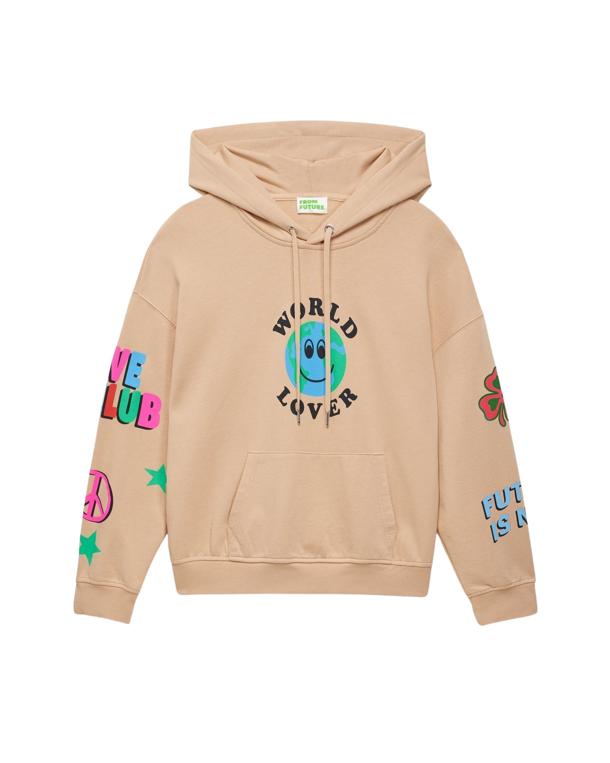 Hoodie oversize World Lover - Light Camel
