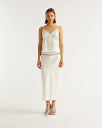 Caraco Louna en soie - Off White Jacquard