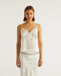 Caraco Louna en soie - Off White Jacquard