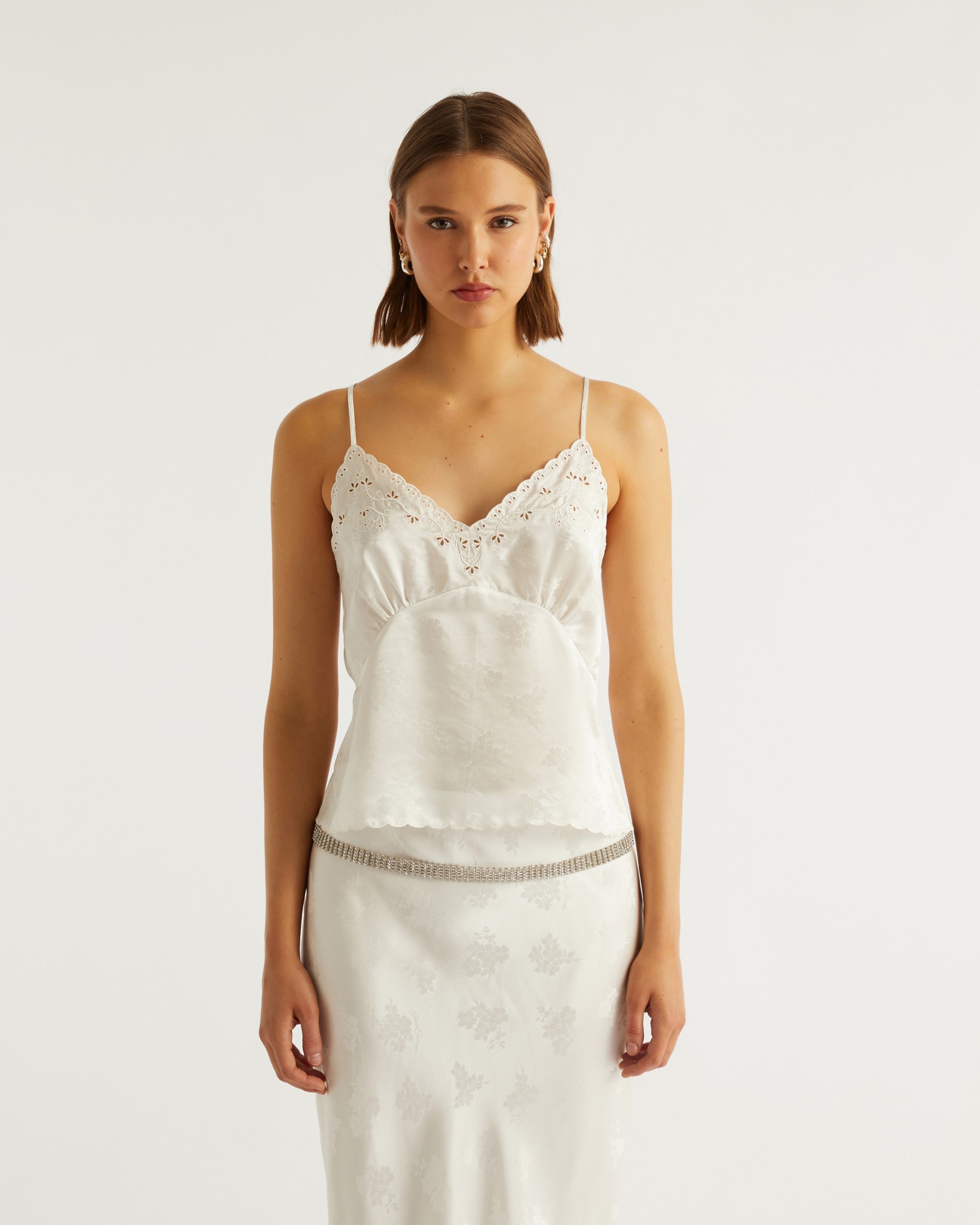 Caraco Louna en soie - Off White Jacquard