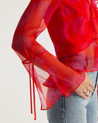 Blouse à manches longues Rachel en soie - Red Poppy
