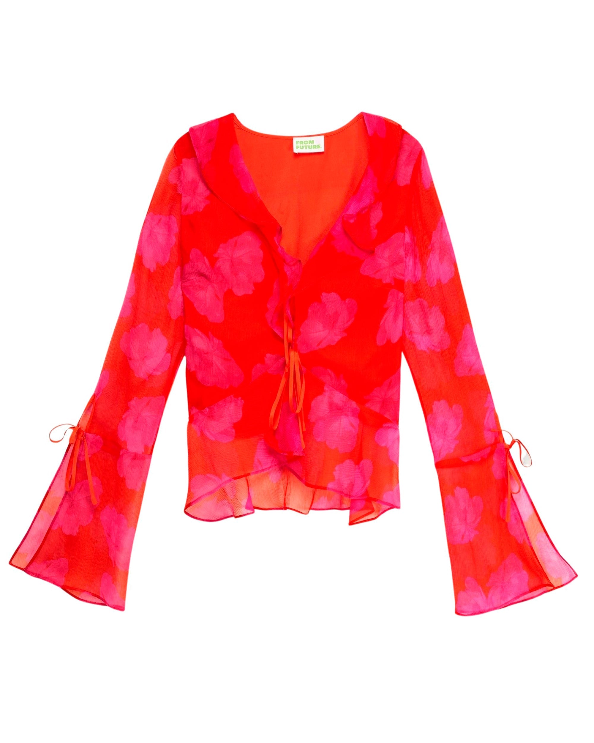 Blouse à manches longues Rachel en soie - Red Poppy