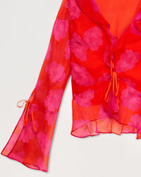 Blouse à manches longues Rachel en soie - Red Poppy
