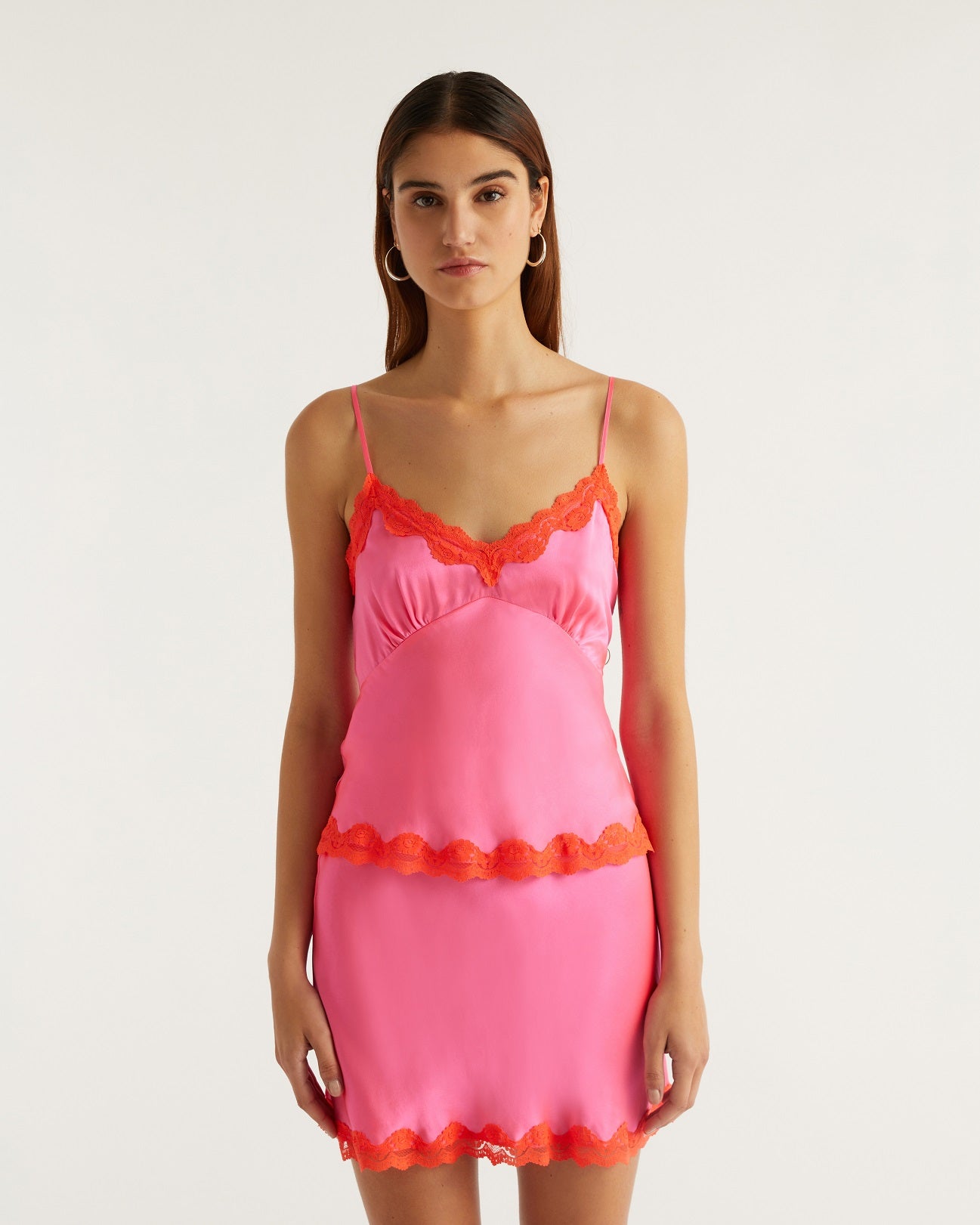 Caraco Amanda en soie - Neon Pink