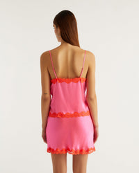 Caraco Amanda en soie - Neon Pink