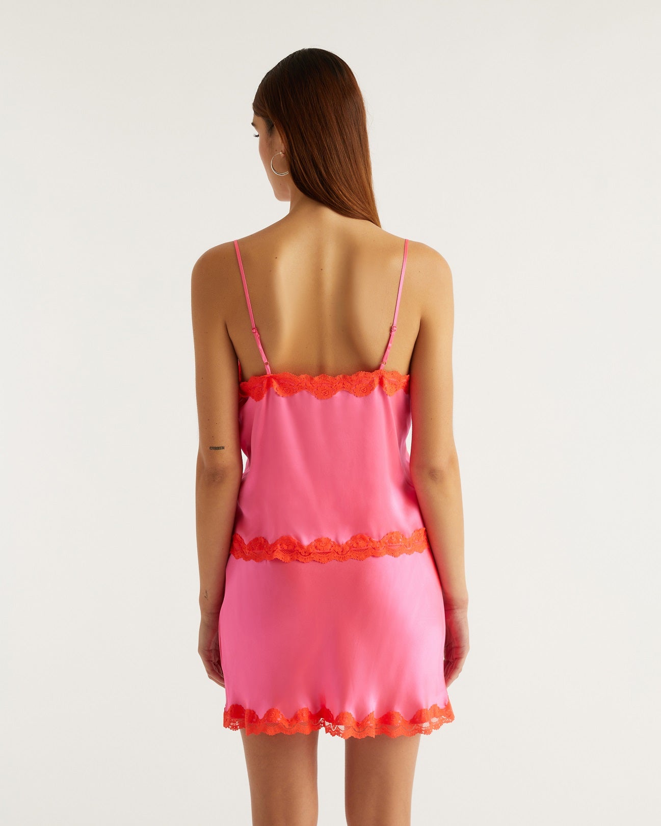Caraco Amanda en soie - Neon Pink