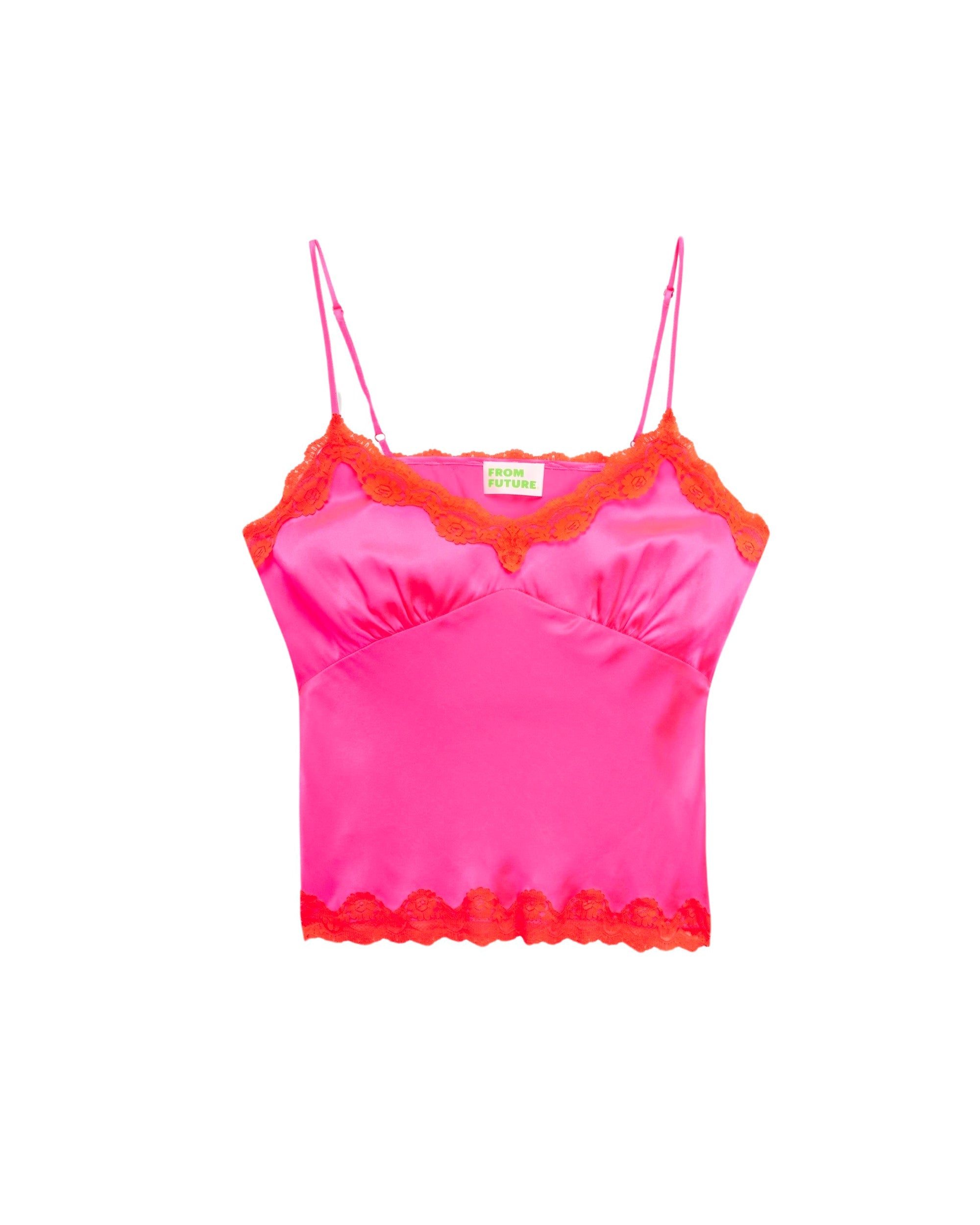 Caraco Amanda en soie - Neon Pink
