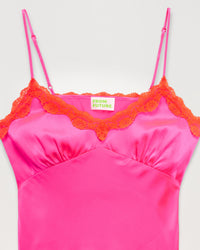 Caraco Amanda en soie - Neon Pink