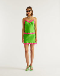 Caraco Amanda en soie - Neon Green