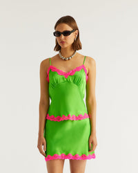 Caraco Amanda en soie - Neon Green
