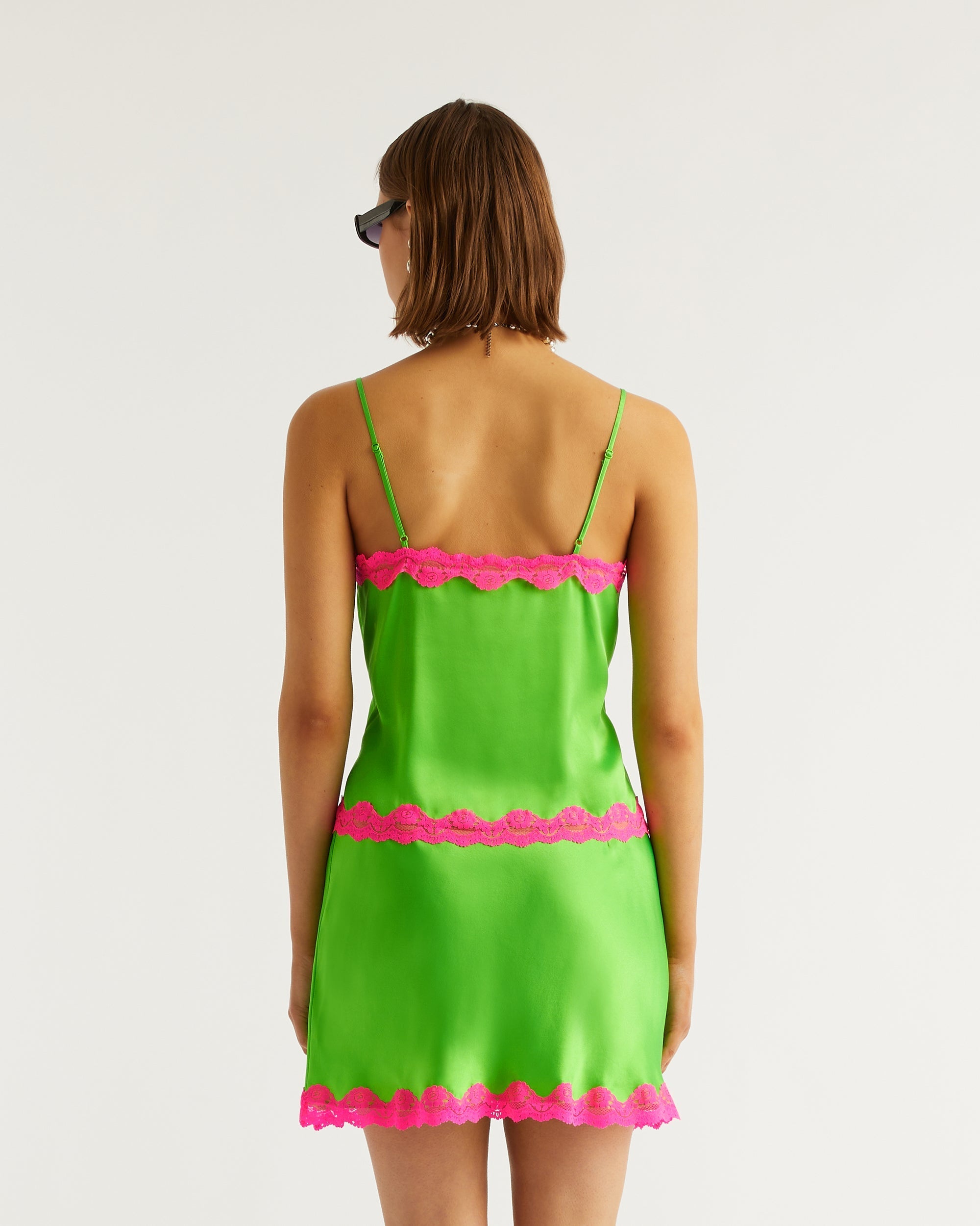 Caraco Amanda en soie - Neon Green