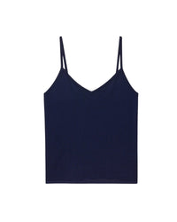 Débardeur à col V classique en laine mérinos - Navy