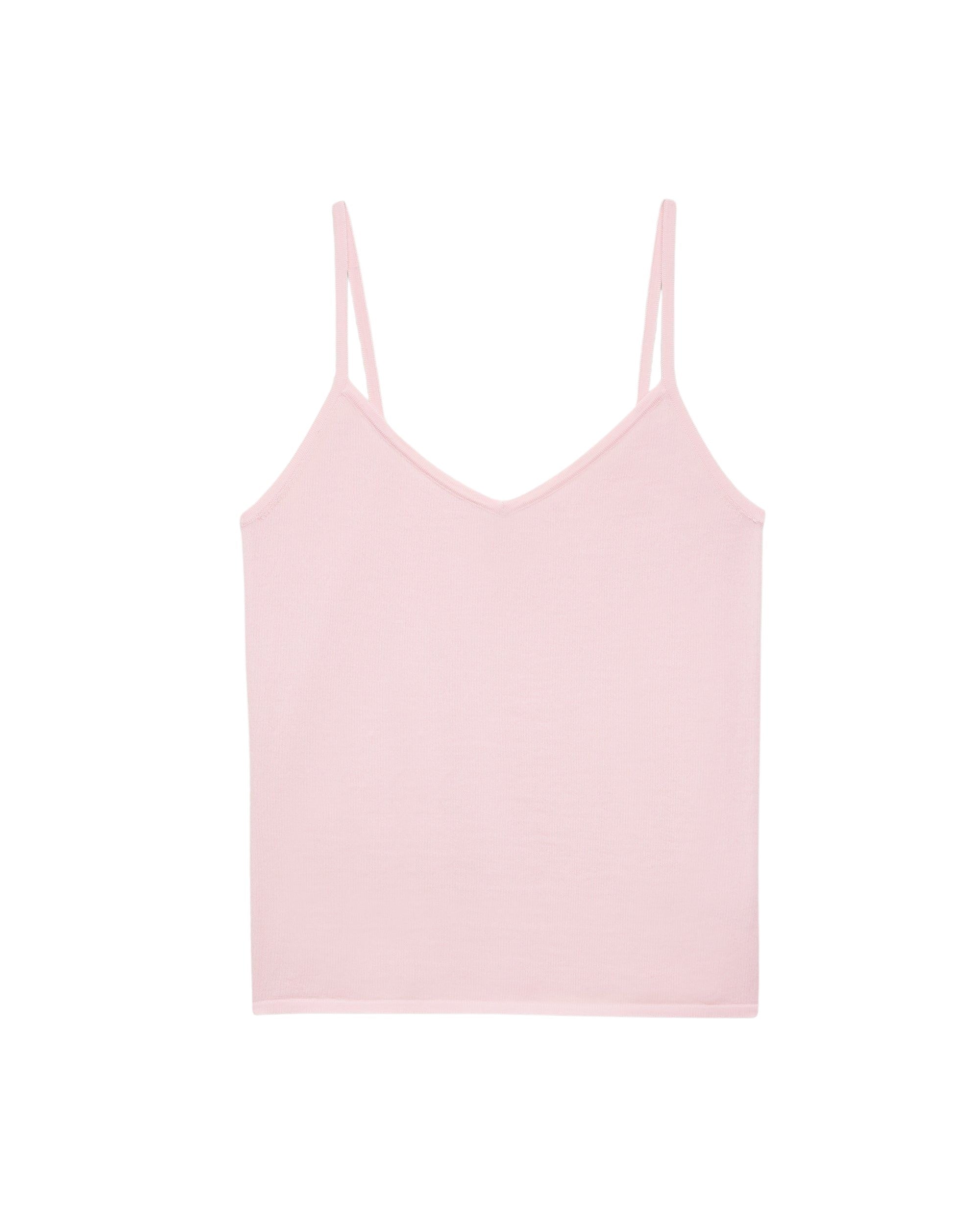 Débardeur à col V classique en laine mérinos - Powder Pink