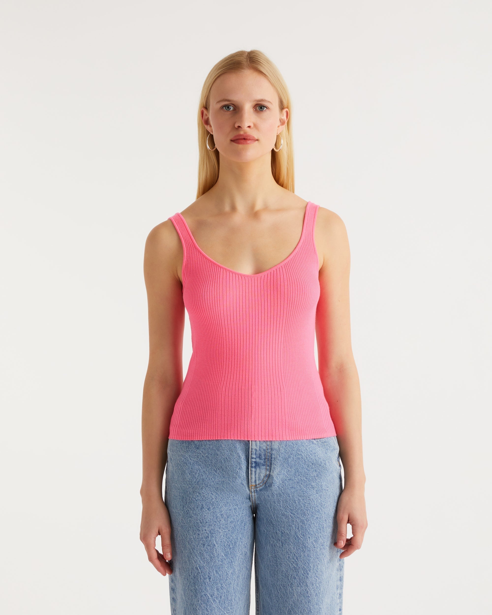 Débardeur à côtes classique en laine mérinos - Holiday Pink