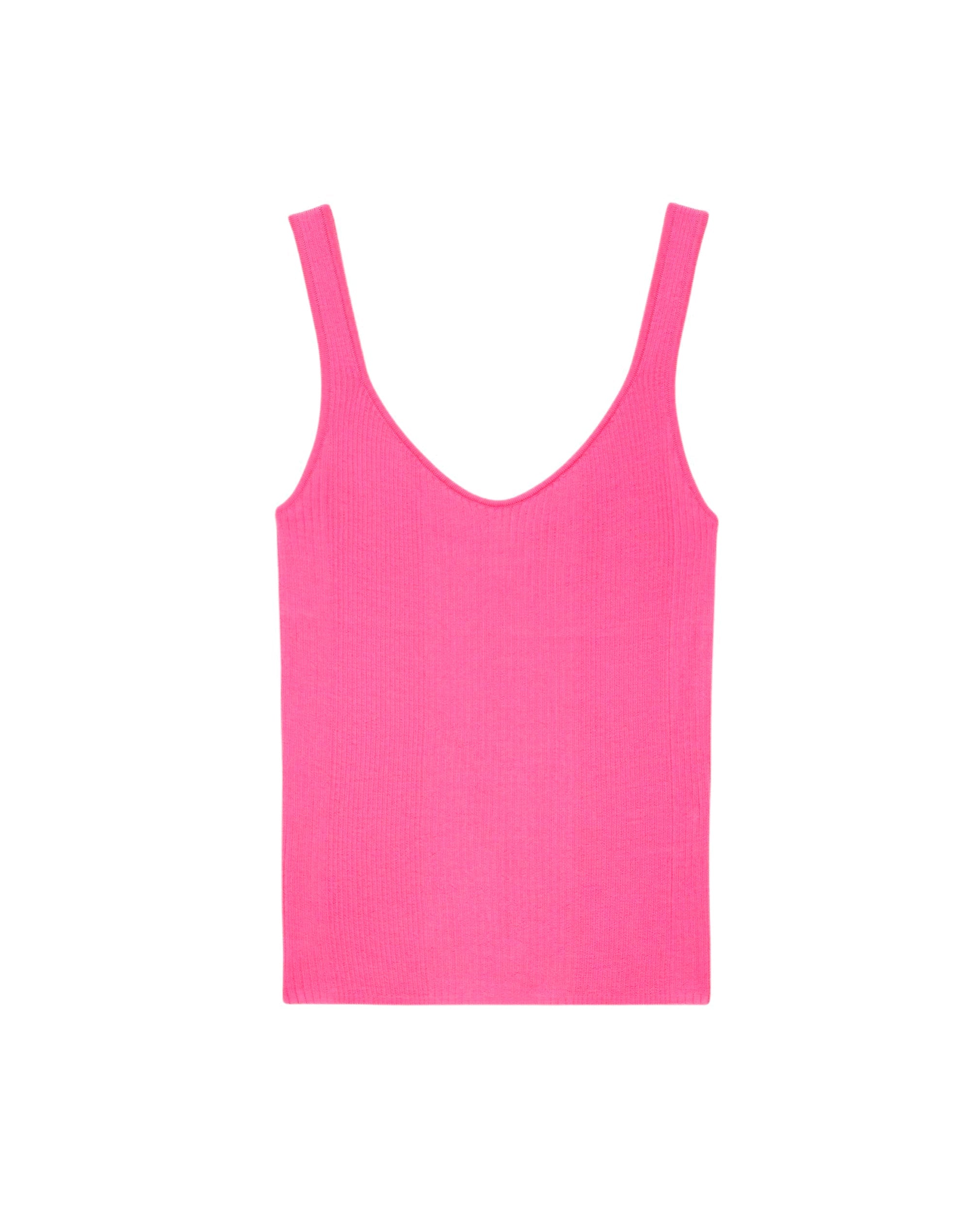 Débardeur à côtes classique en laine mérinos - Holiday Pink