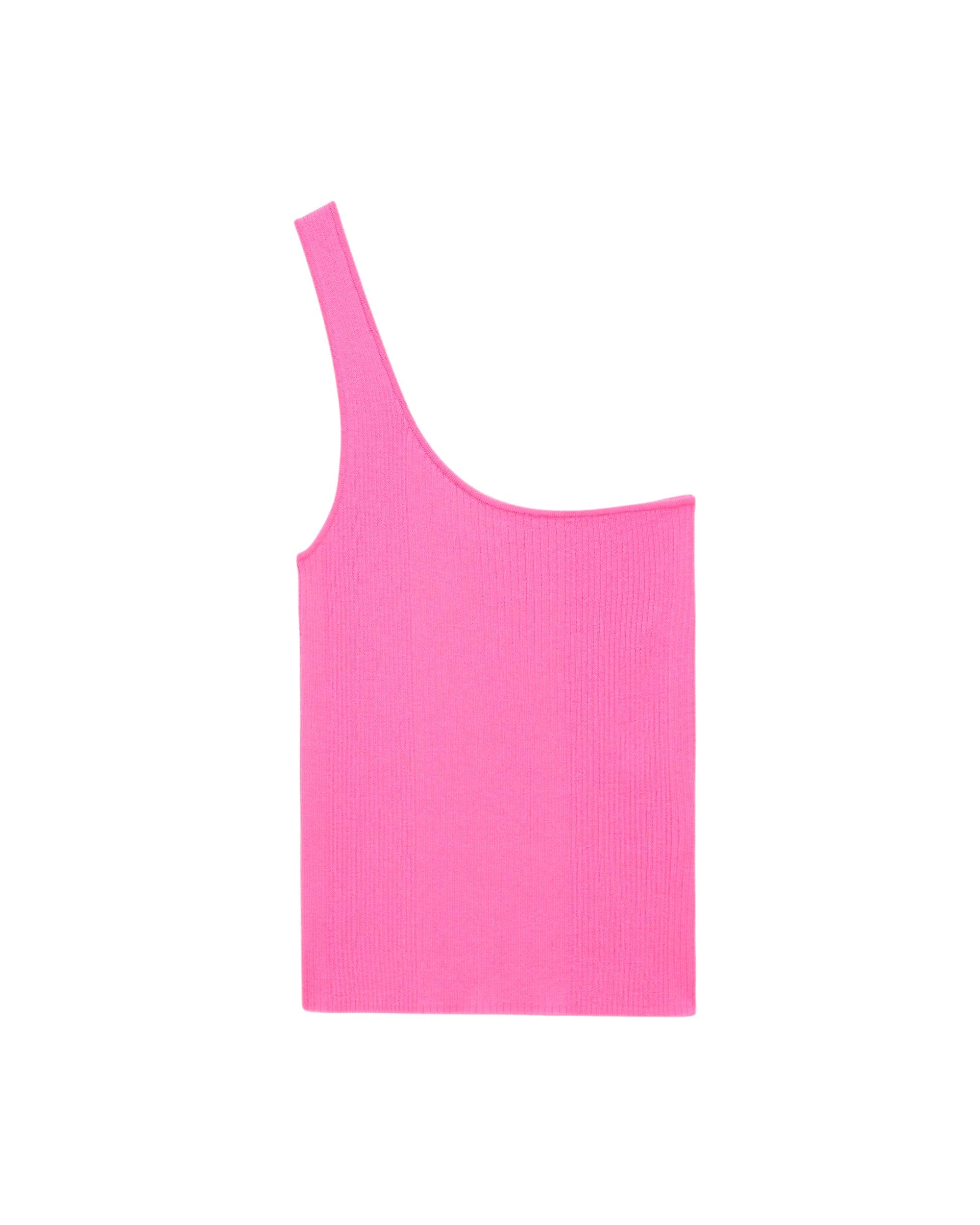 Débardeur asymetrique classique en laine mérinos - Party Pink