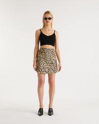 Crop top à côtes en laine mérinos - Black
