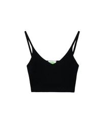 Crop top à côtes en laine mérinos - Black