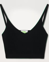 Crop top à côtes en laine mérinos - Black