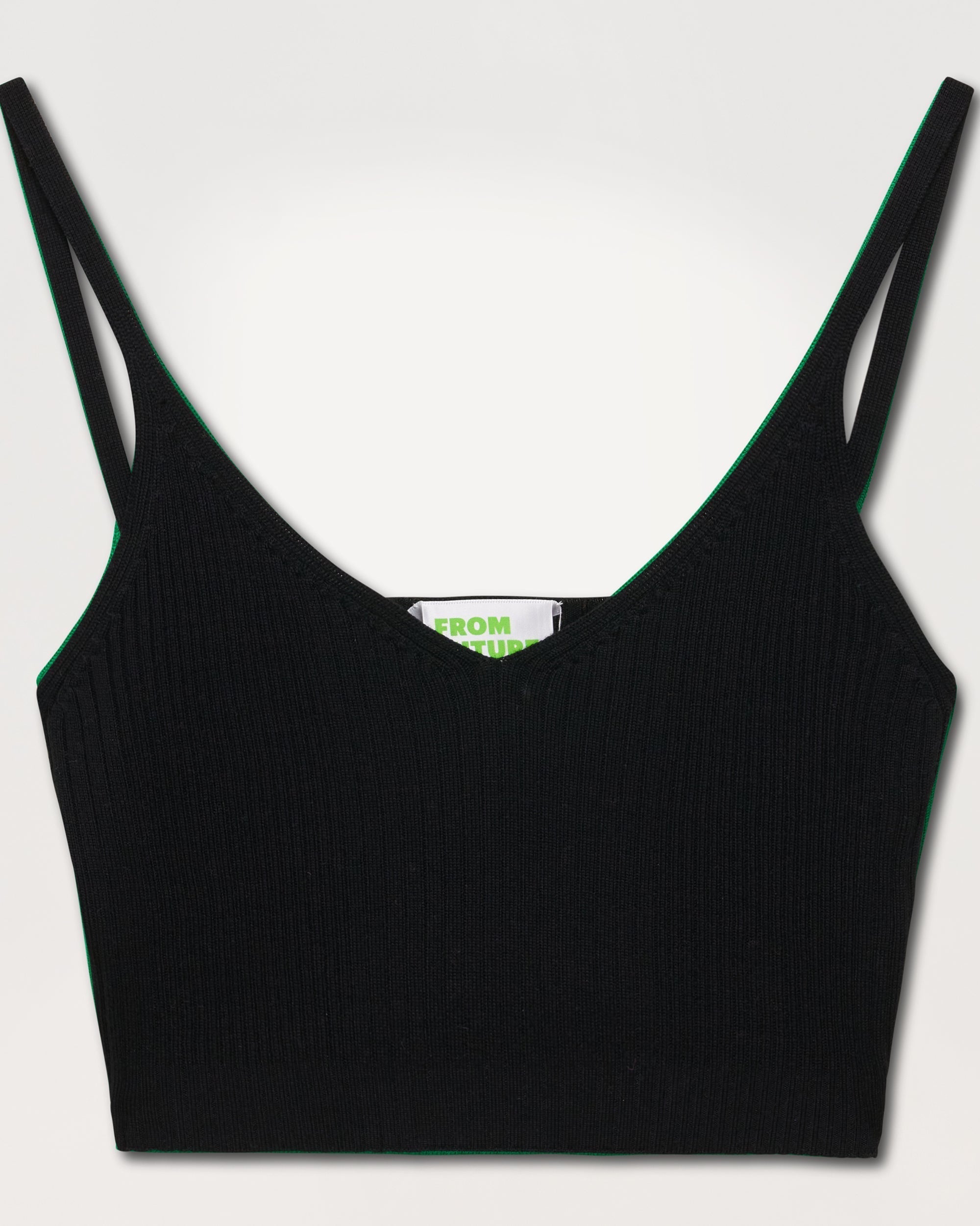 Crop top à côtes en laine mérinos - Black