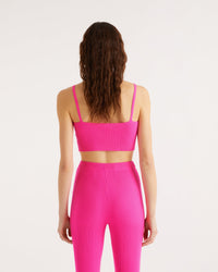 Crop top à côtes en laine mérinos - Summer Fuchsia