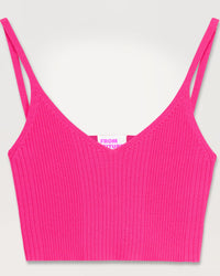 Crop top à côtes en laine mérinos - Summer Fuchsia