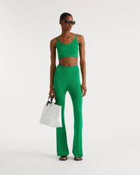 Crop top à côtes en laine mérinos - Summer Green