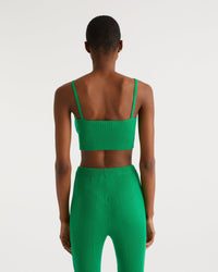 Crop top à côtes en laine mérinos - Summer Green