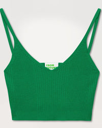 Crop top à côtes en laine mérinos - Summer Green