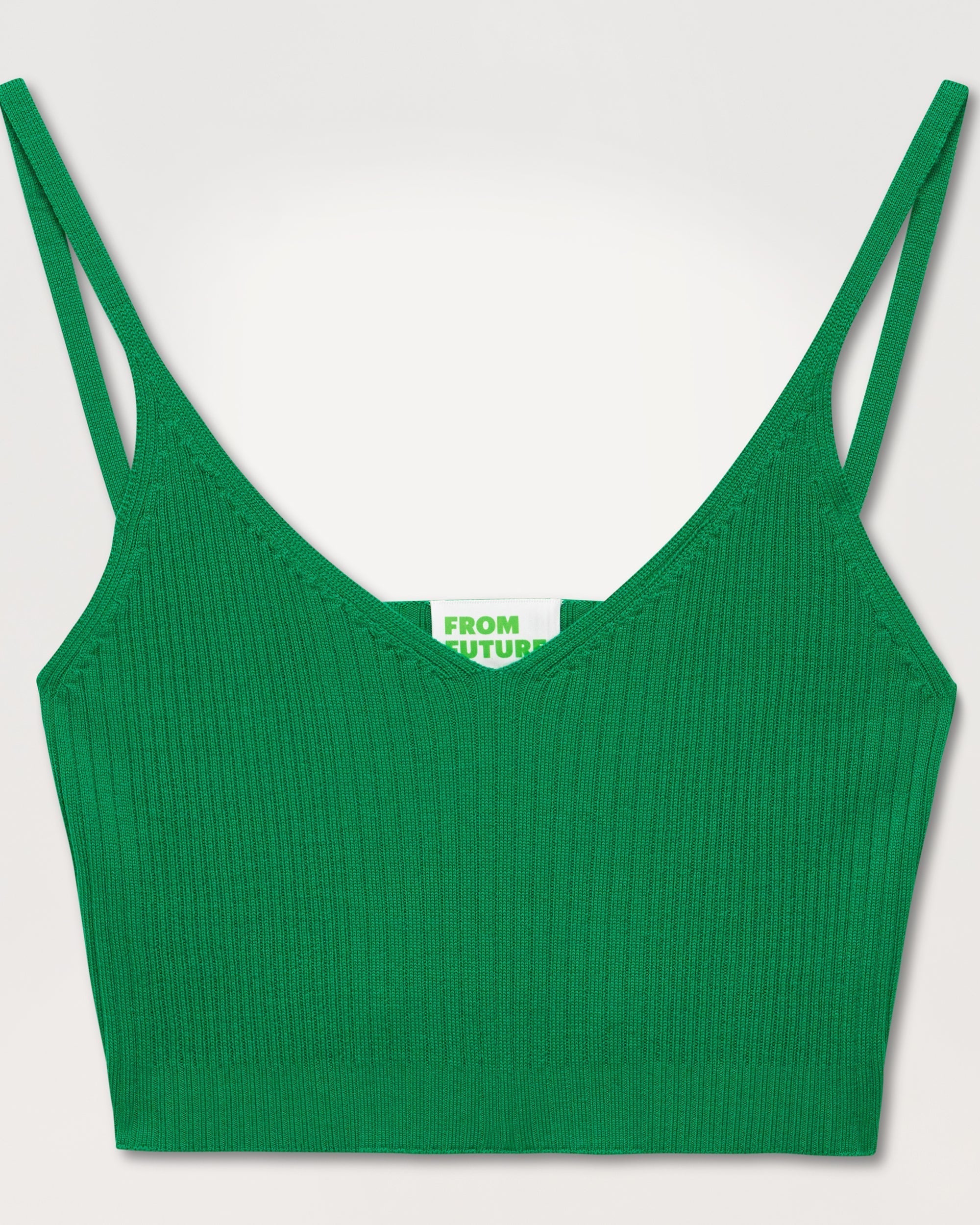 Crop top à côtes en laine mérinos - Summer Green