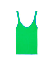 Débardeur à liserets contrastés en laine mérinos - Neon Green