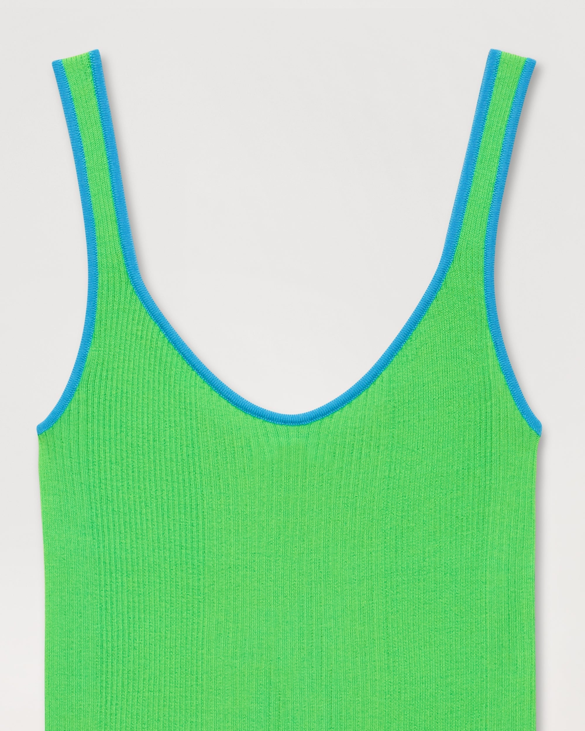 Débardeur à liserets contrastés en laine mérinos - Neon Green