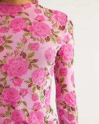 Top à col cheminé et imprimé fleuri - Big Roses