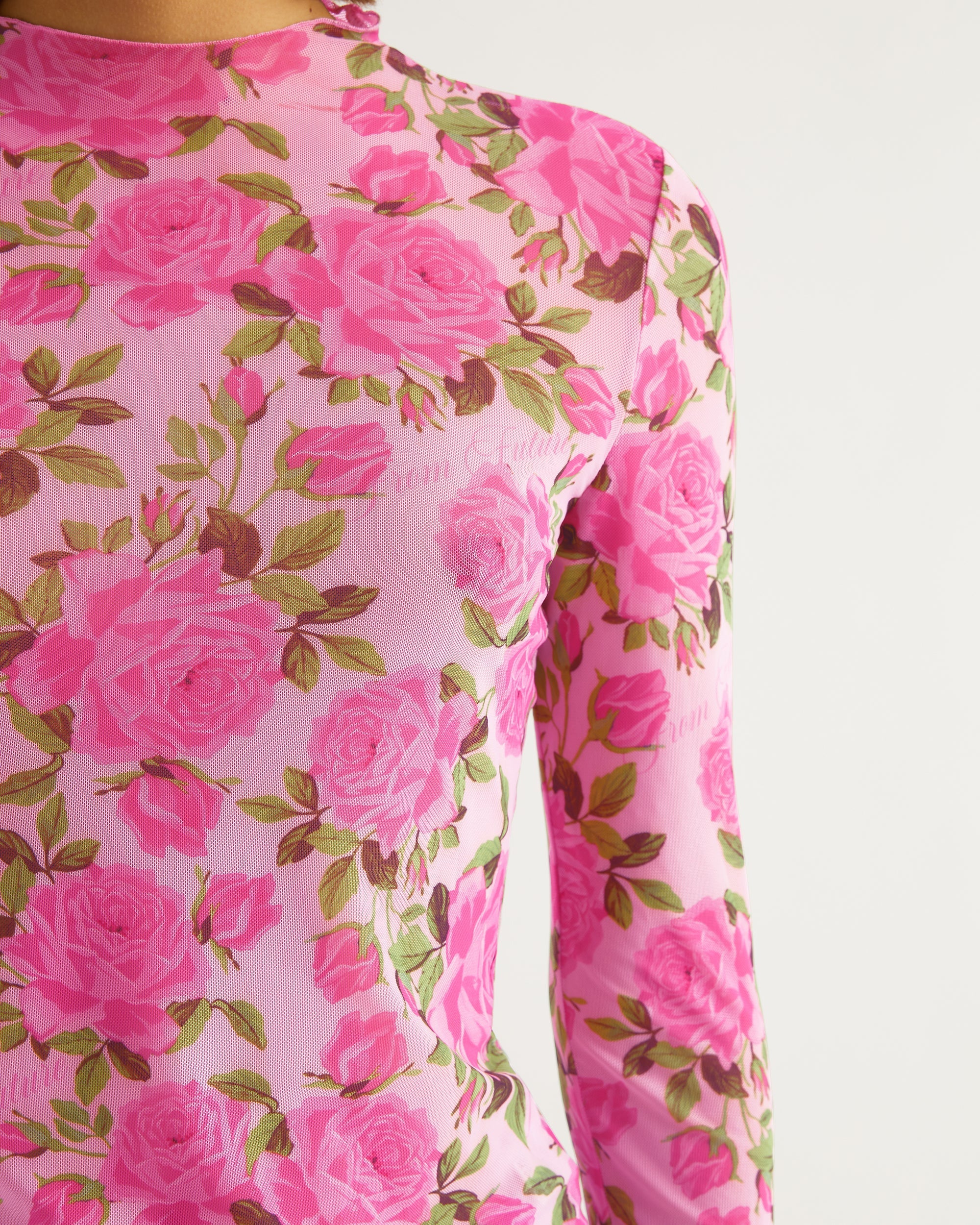 Top à col cheminé et imprimé fleuri - Big Roses