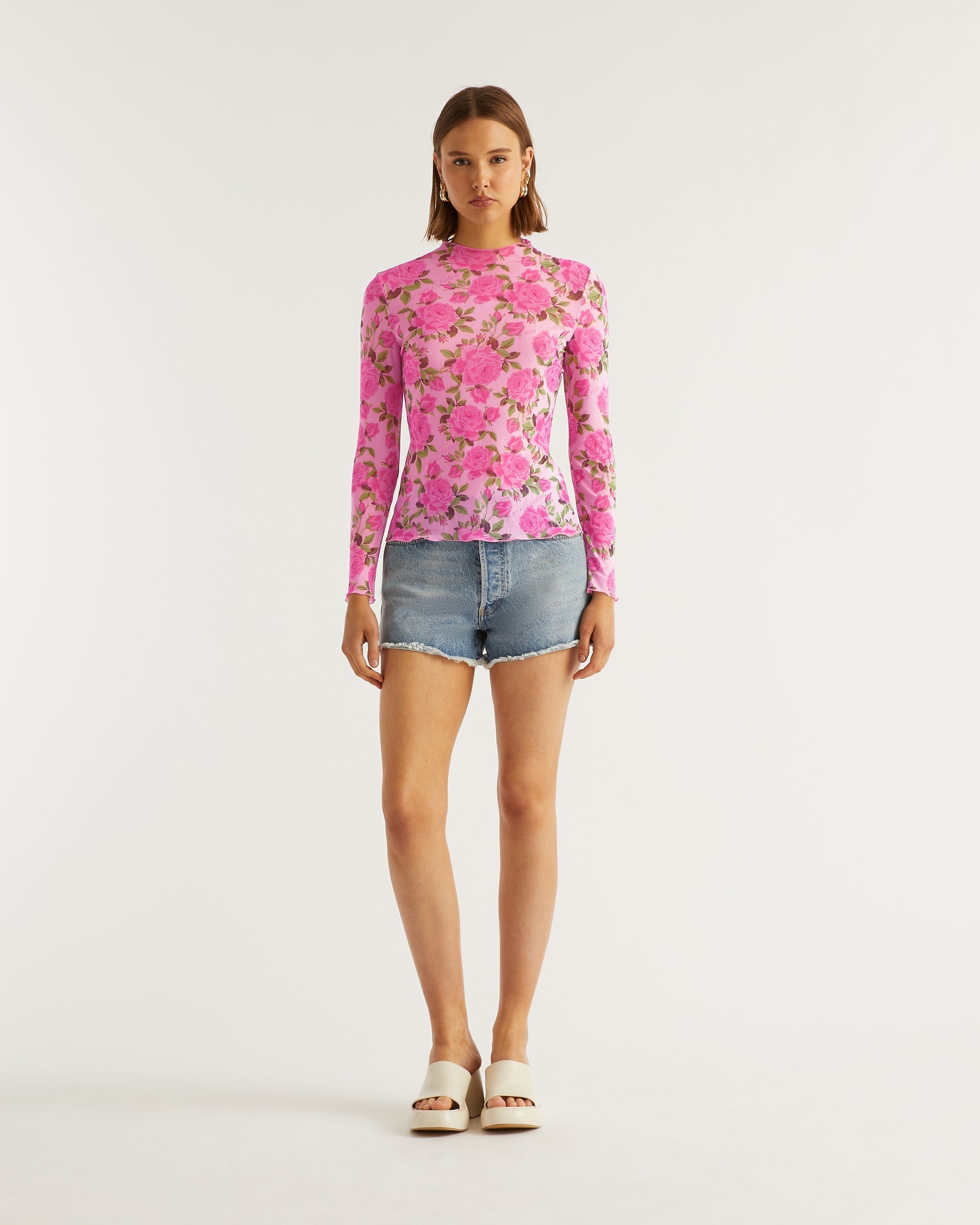 Top à col cheminé et imprimé fleuri - Big Roses