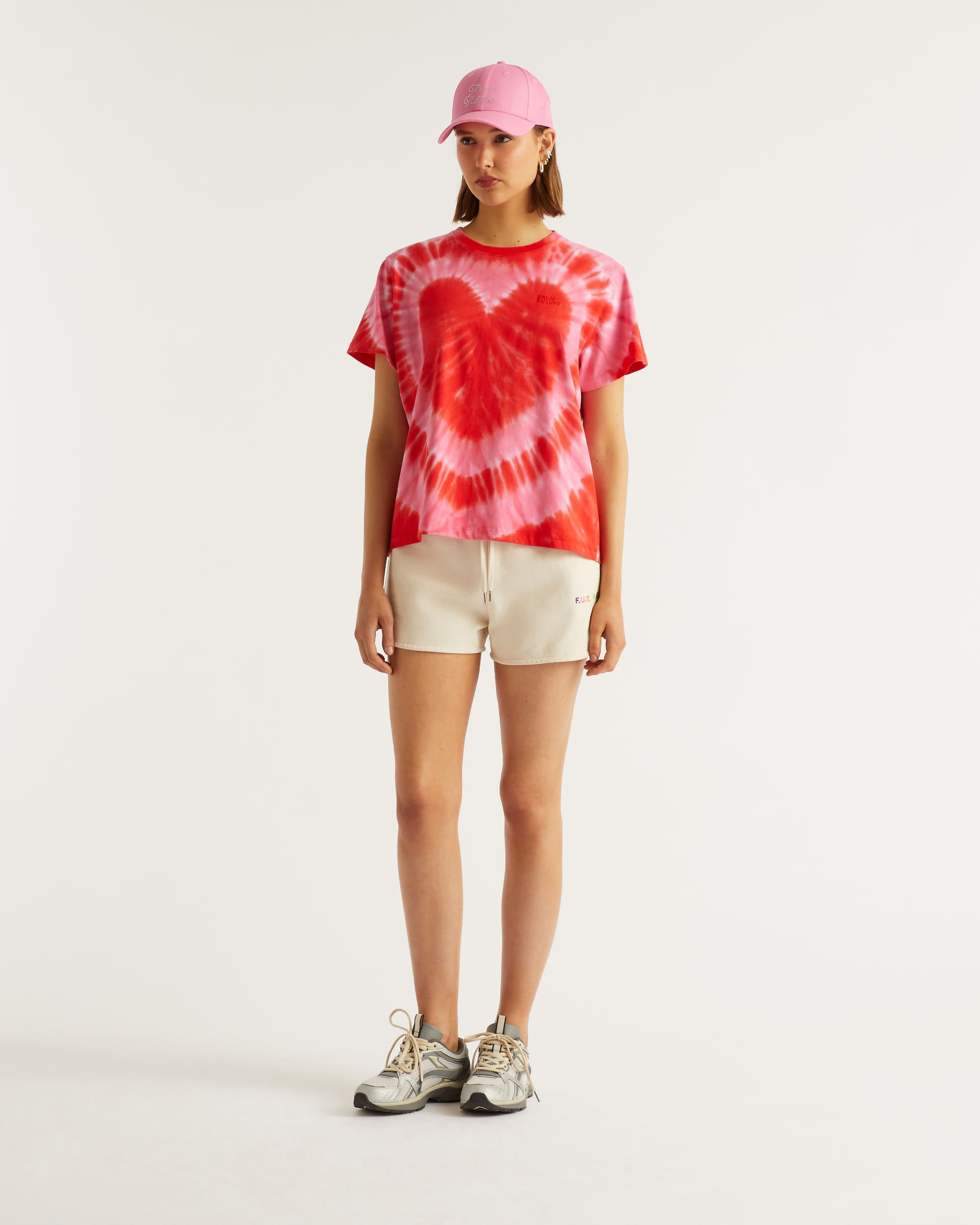 T-shirt Tie and dye coeur à col rond - Tie & Dye Holiday Pink