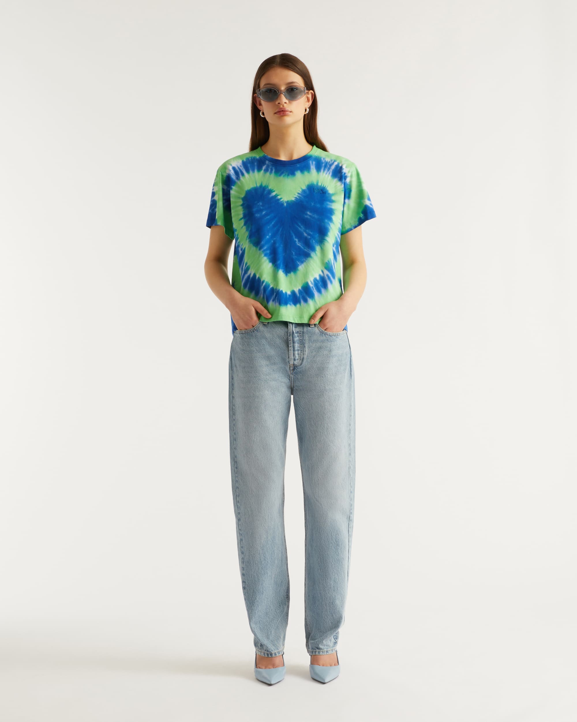 T-shirt Tie and dye coeur à col rond - Tie & Dye Acid Green