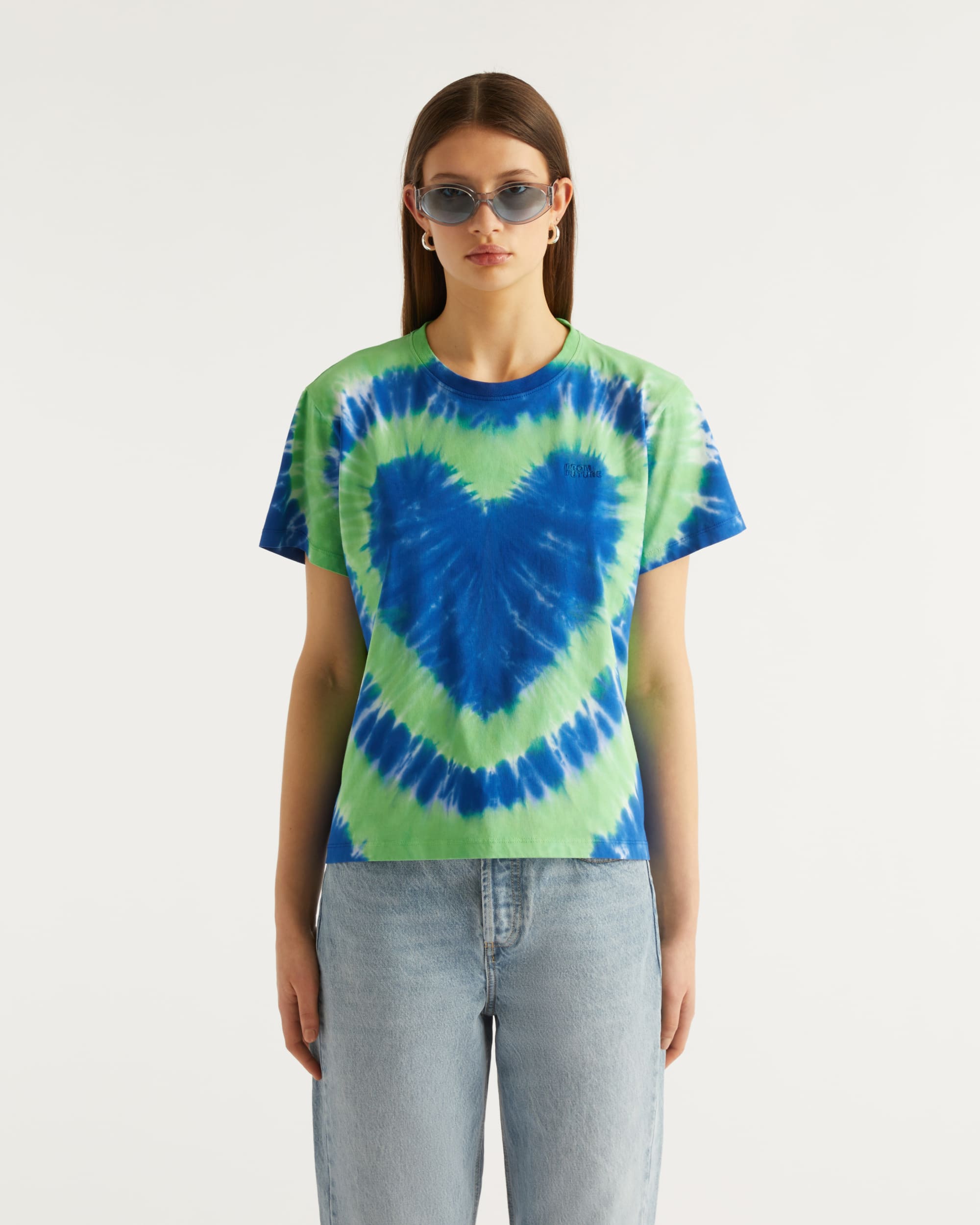 T-shirt Tie and dye coeur à col rond - Tie & Dye Acid Green