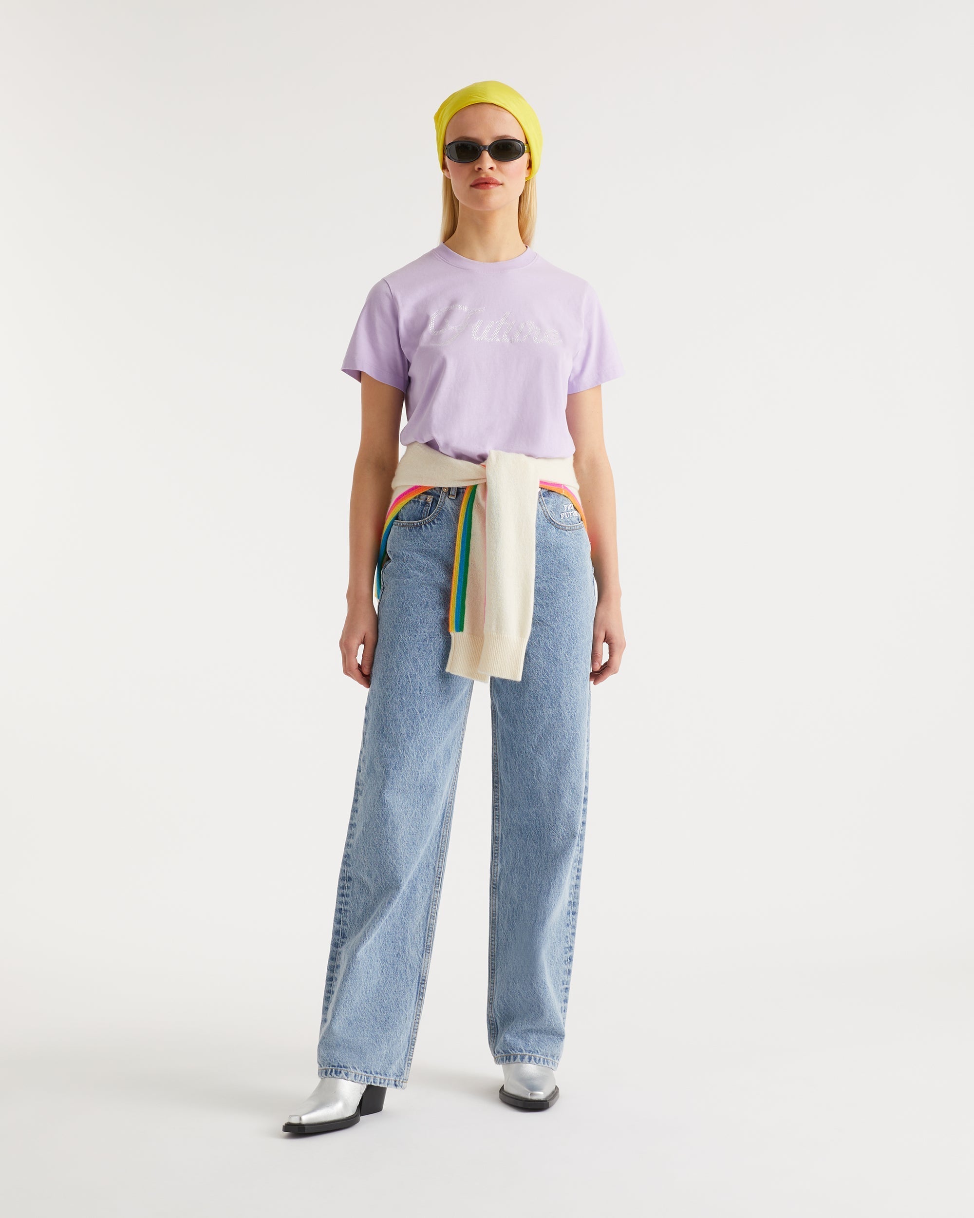 T-shirt Strass à col rond - Lilac