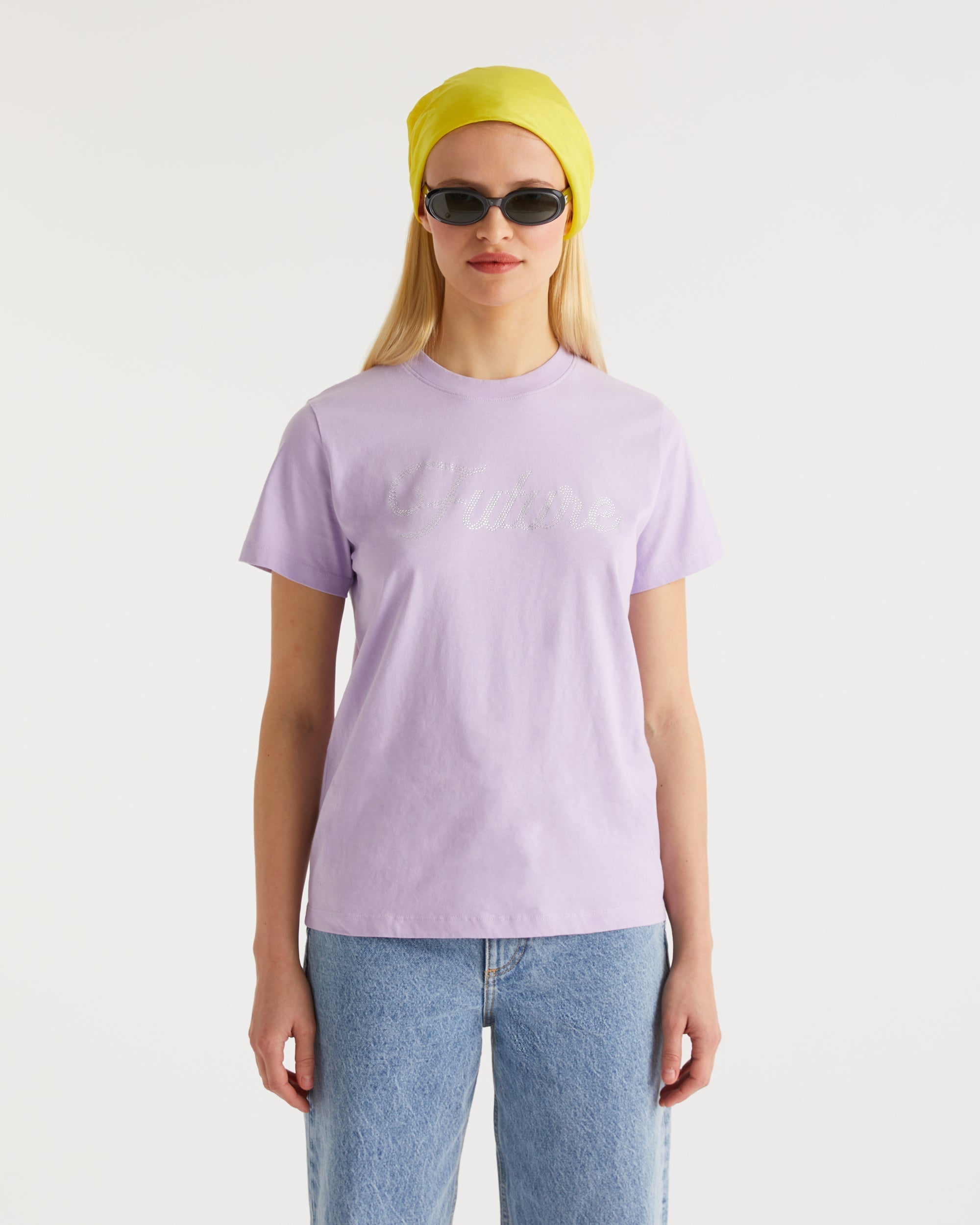 T-shirt Strass à col rond - Lilac