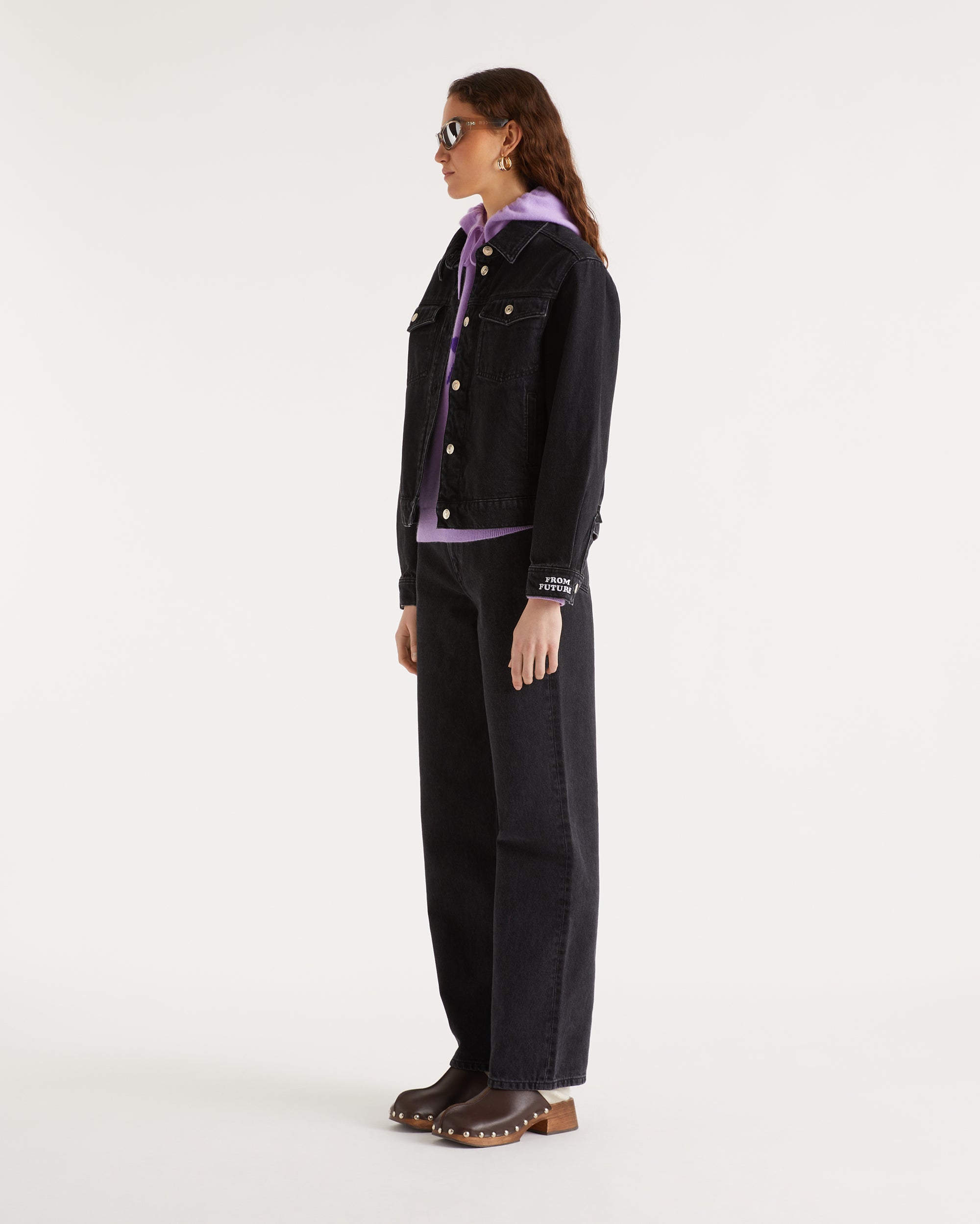 Veste regular à broderie cœur - Black