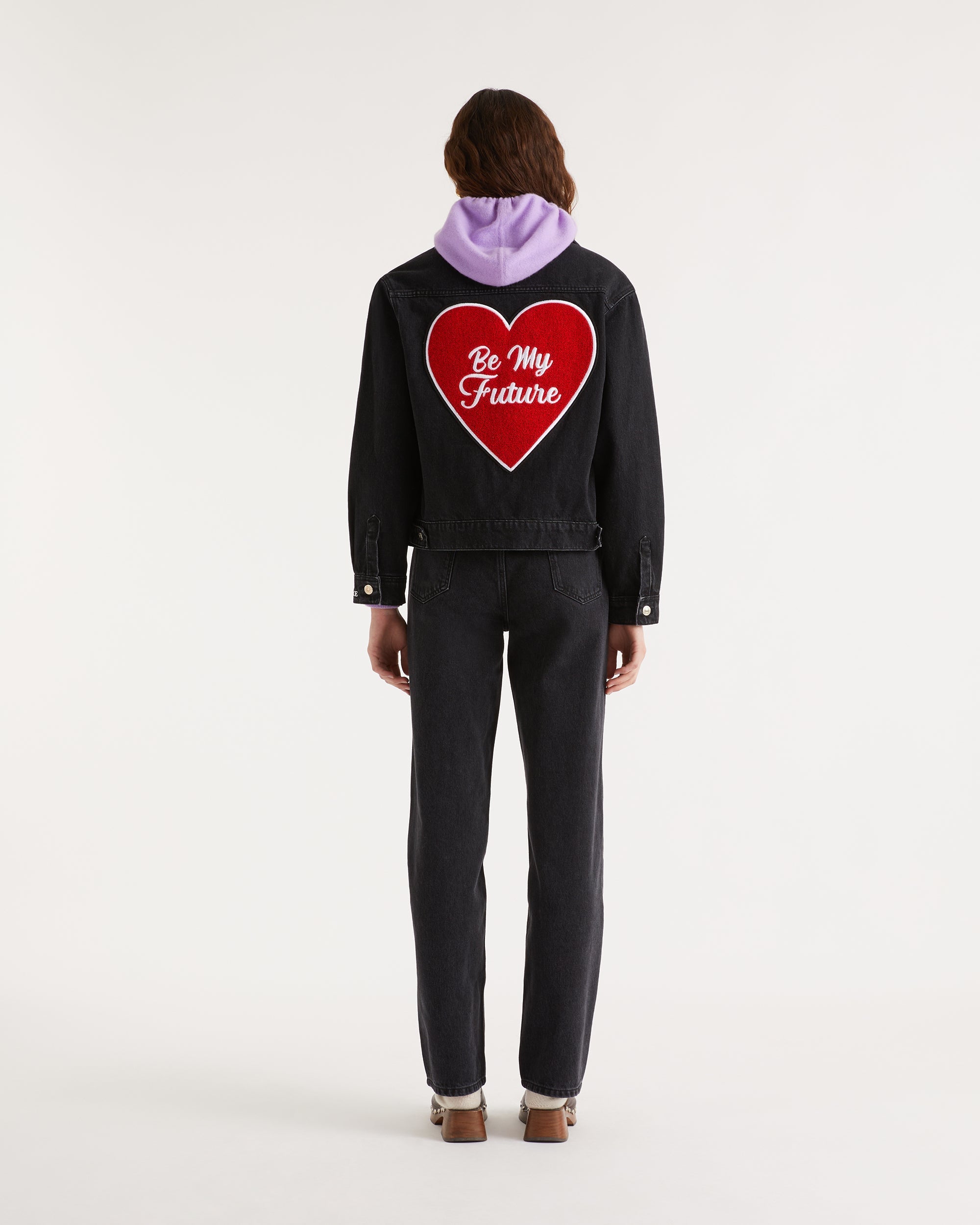Veste regular à broderie cœur - Black