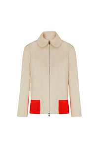 Veste col claudine à zip - Beige