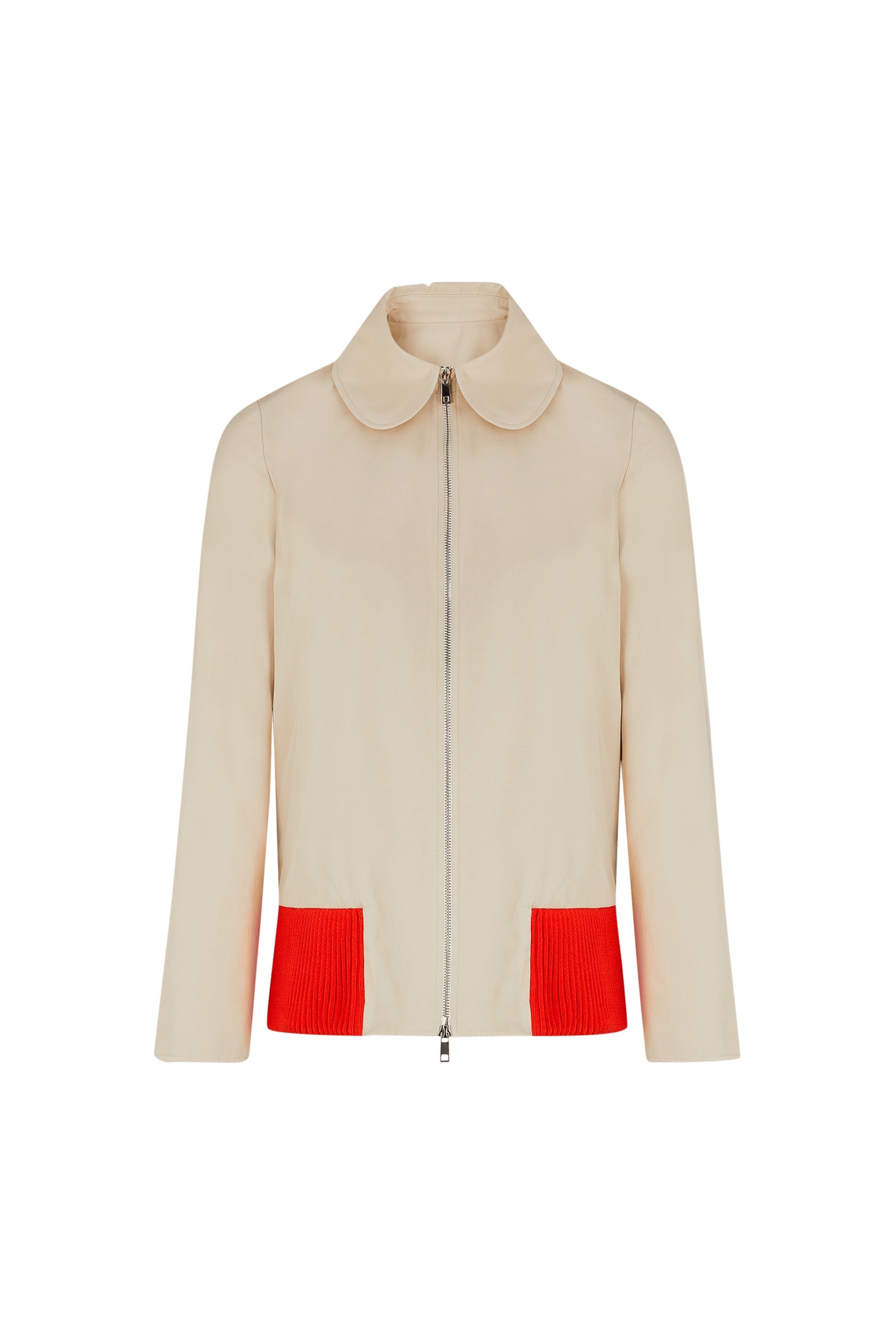 Veste col claudine à zip - Beige