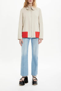 Veste col claudine à zip - Beige