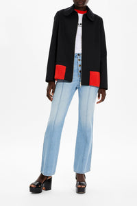 Veste col claudine à zip - Noir