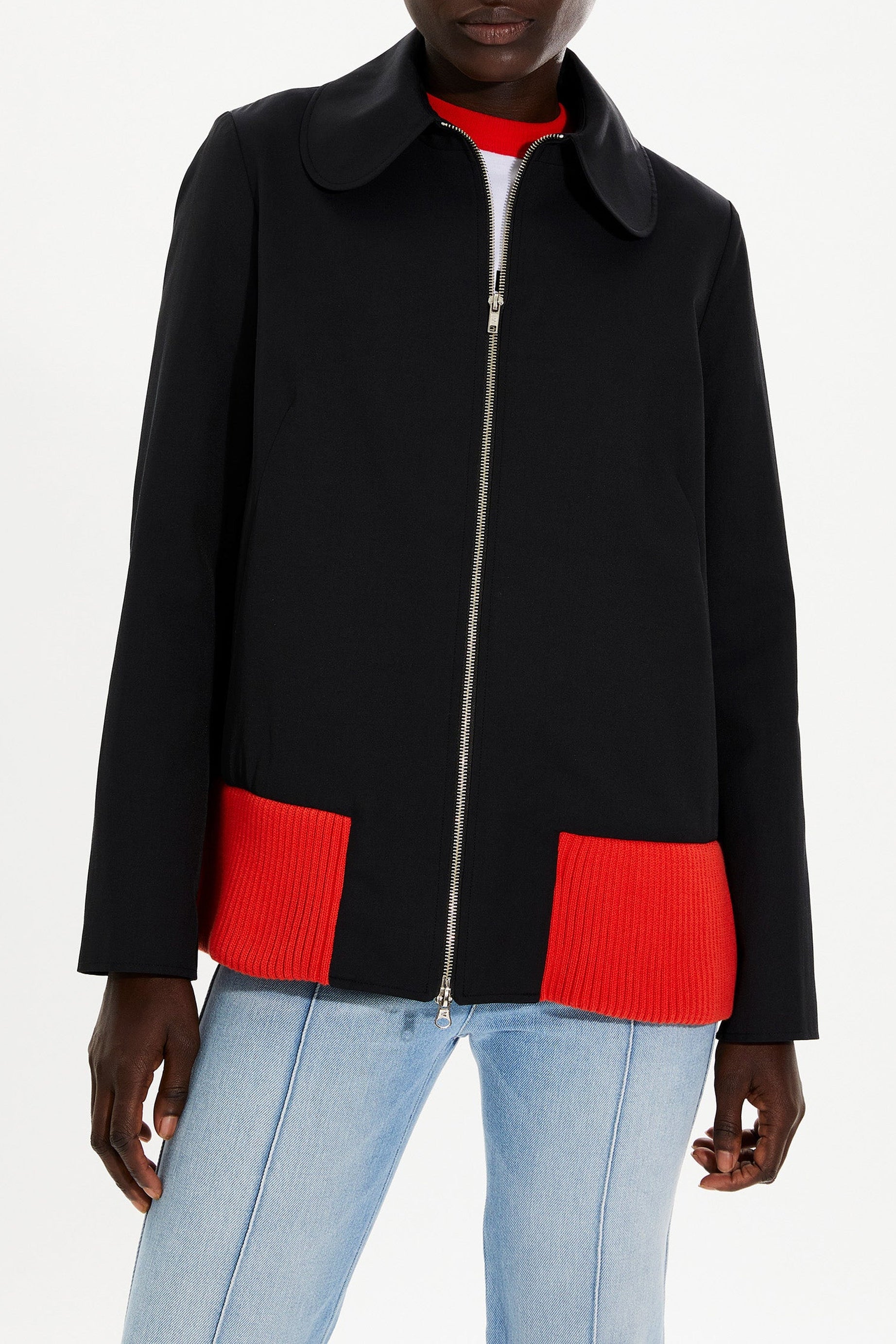 Veste col claudine à zip - Noir
