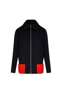 Veste col claudine à zip - Noir