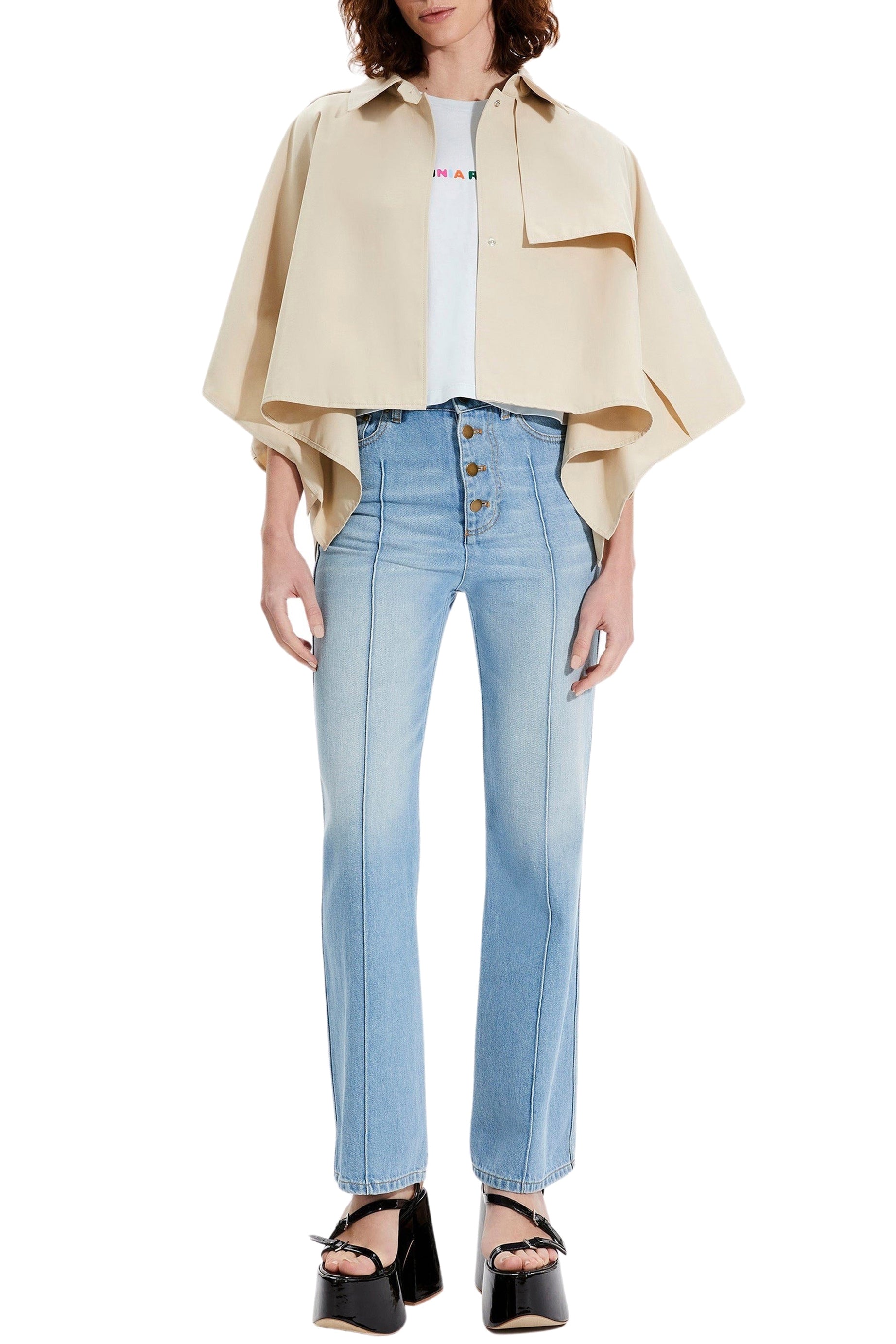 Cape crop en gabardine - Beige