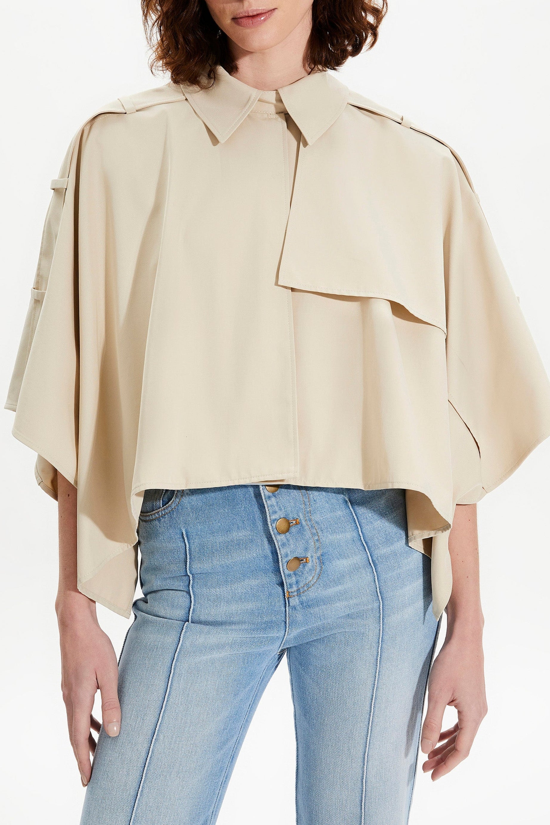 Cape crop en gabardine - Beige